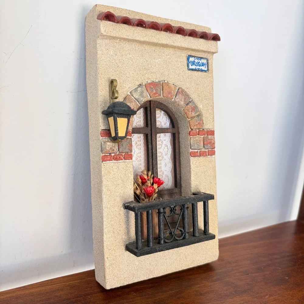 Handcrafted Uruguay Souvenir Wall Plaque 3D Miniature Balcony Architectural Art